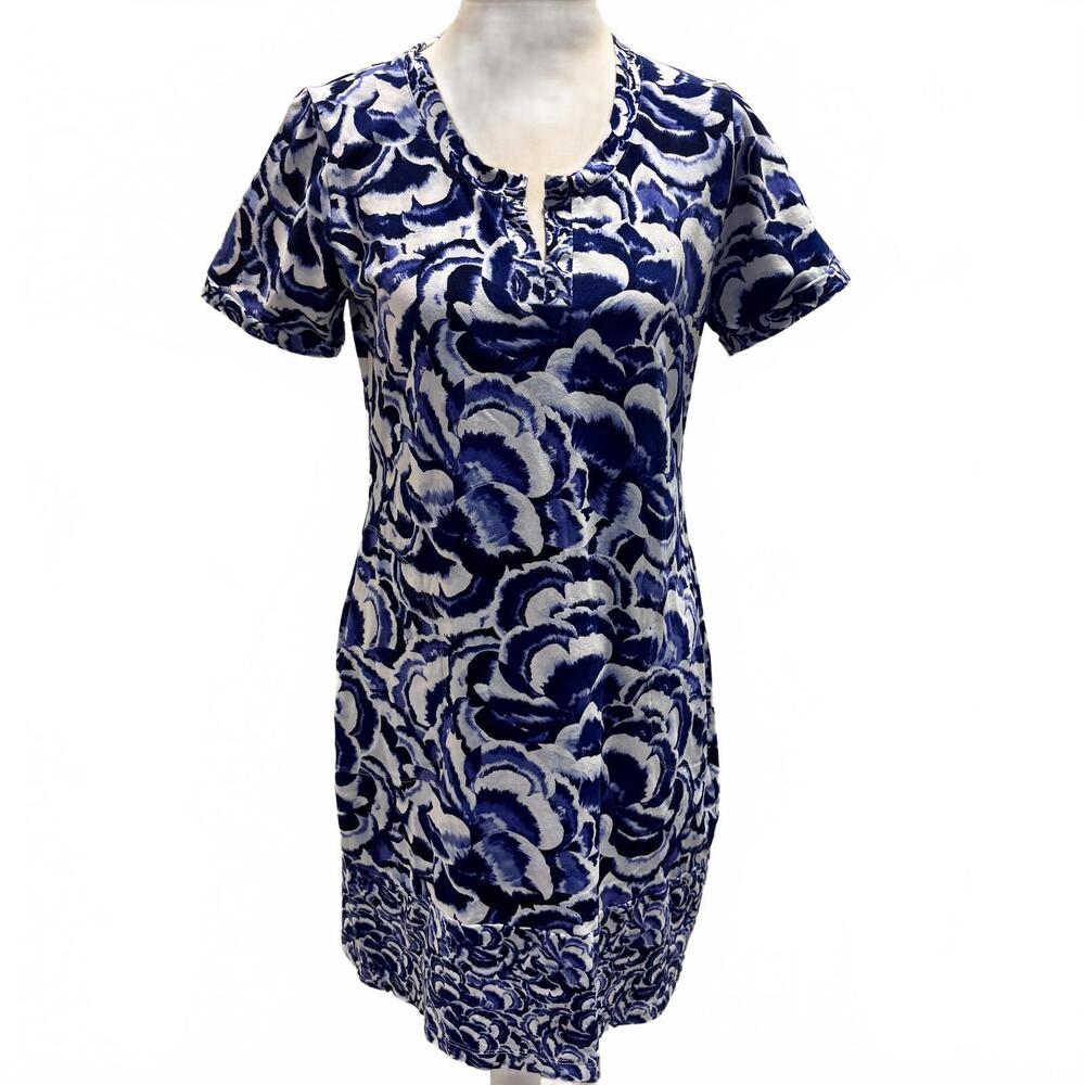 Tommy Bahama Stretch Knit Cotton Dress Blue Print Golf XS